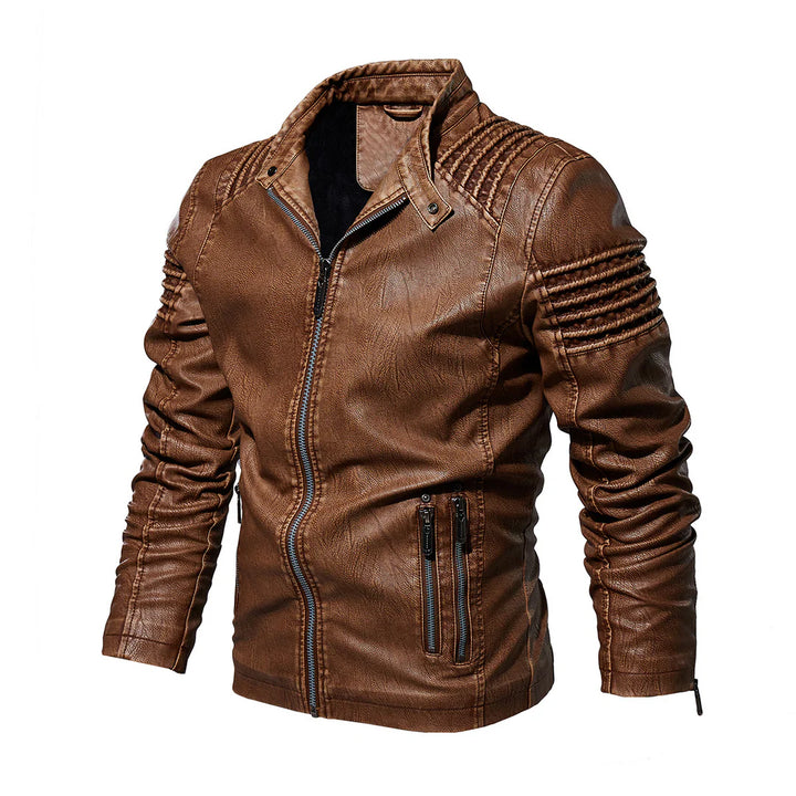 Men's Jacket with Snap Button and Zipper Closure
