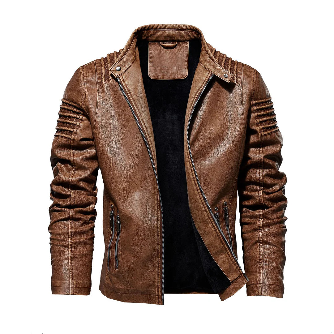 Men's Jacket with Snap Button and Zipper Closure