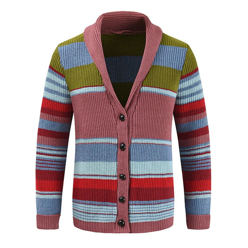 Men's vest with shawl collar and stripes