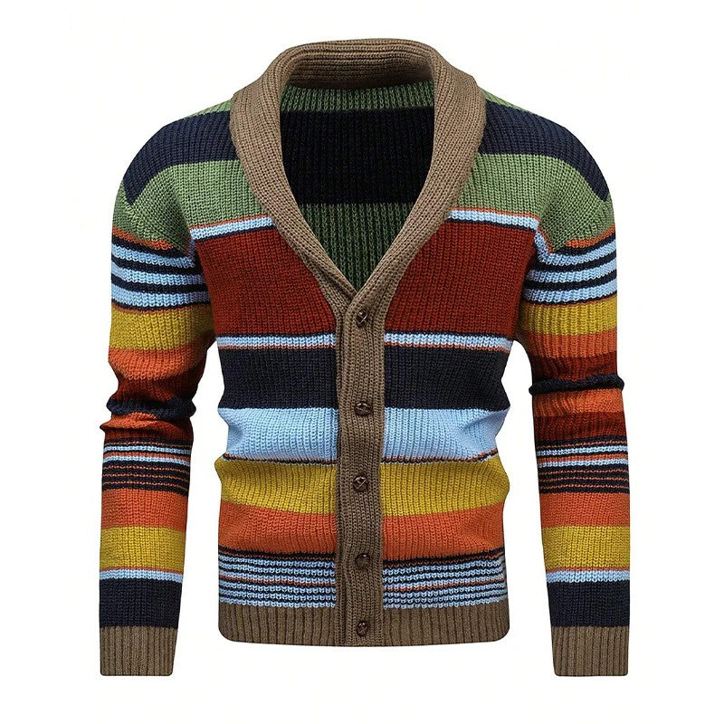 Men's vest with shawl collar and stripes