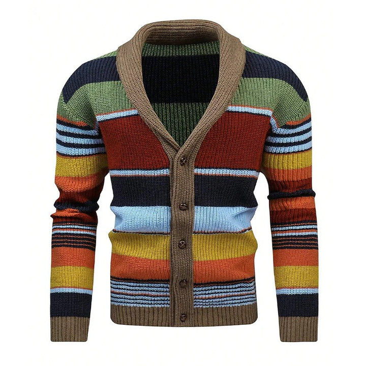 Men's vest with shawl collar and stripes