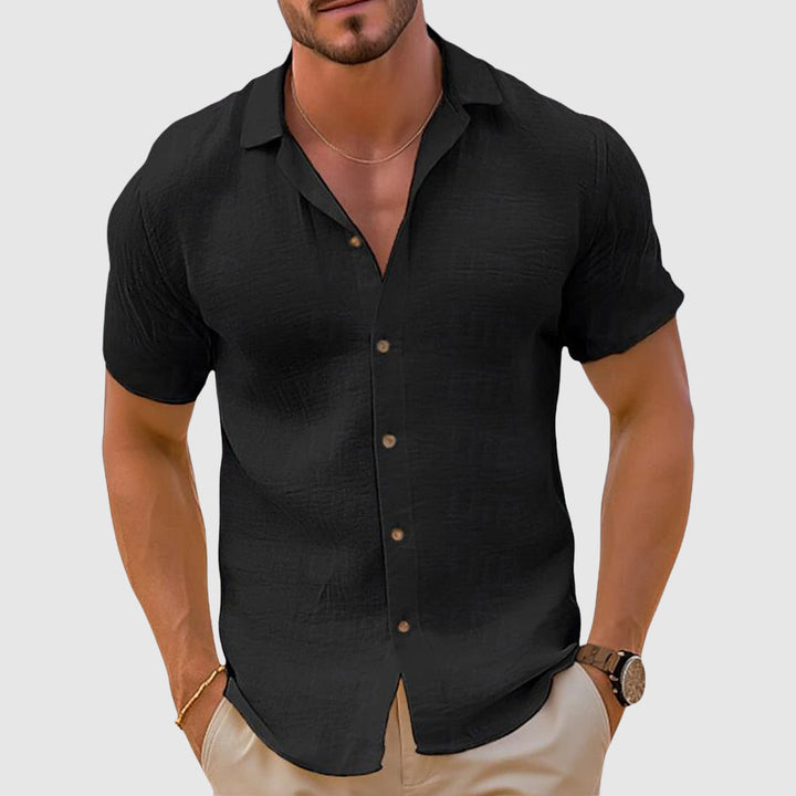 Men’s Short Sleeve Button-Down Shirt Black