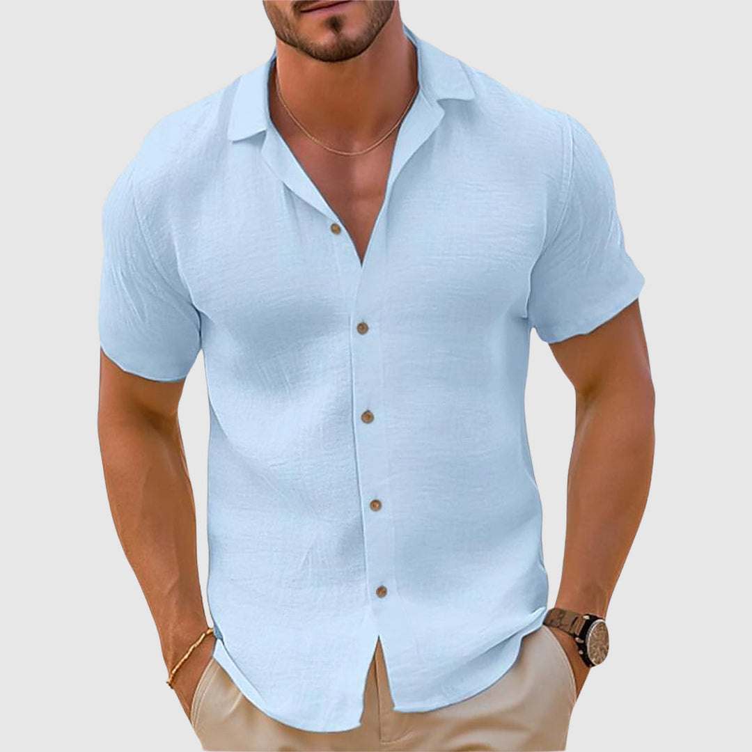 Men’s Short Sleeve Button-Down Shirt Blue
