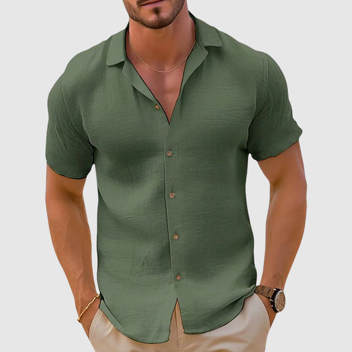 Men’s Short Sleeve Button-Down Shirt Green