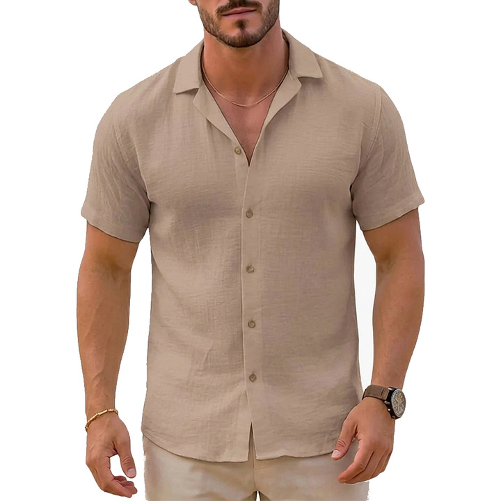 Men’s Short Sleeve Button-Down Shirt Khaki