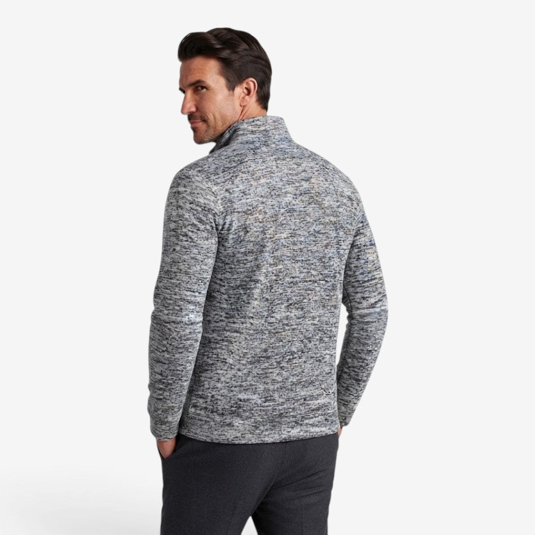 Elegant Slim-Fit Men's Knit Zip Jacket with High Neck & Zip Pockets