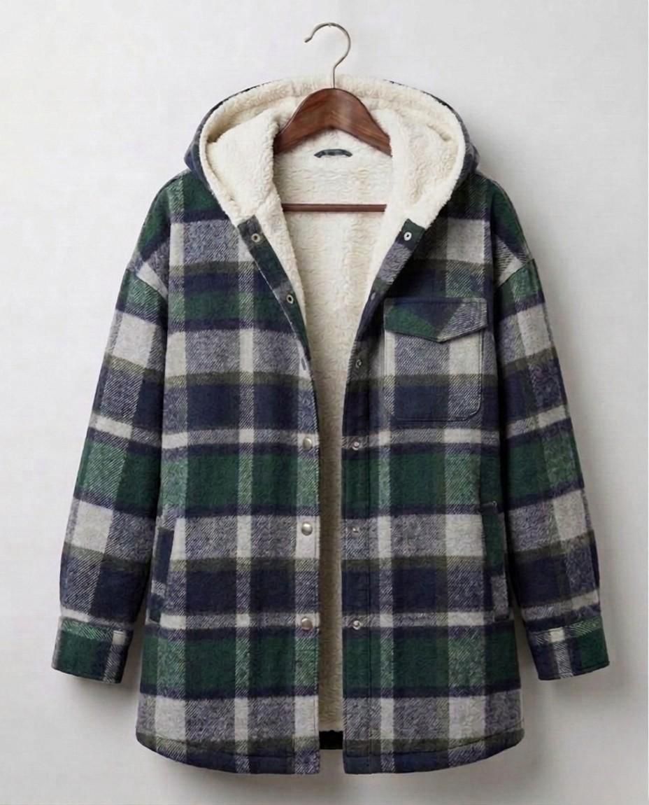 Warm Hooded Women's Flannel Shacket