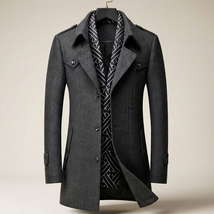 Elegant Warming Men's Wool-Blend Scarf Coat