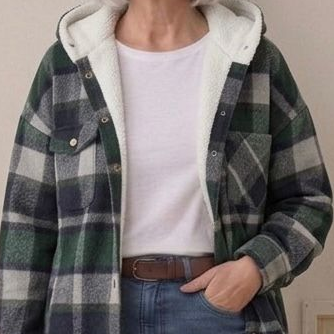 Warm Hooded Women's Flannel Shacket
