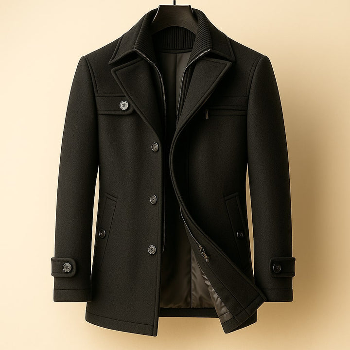 Elegant Windproof Men's Wool Coat