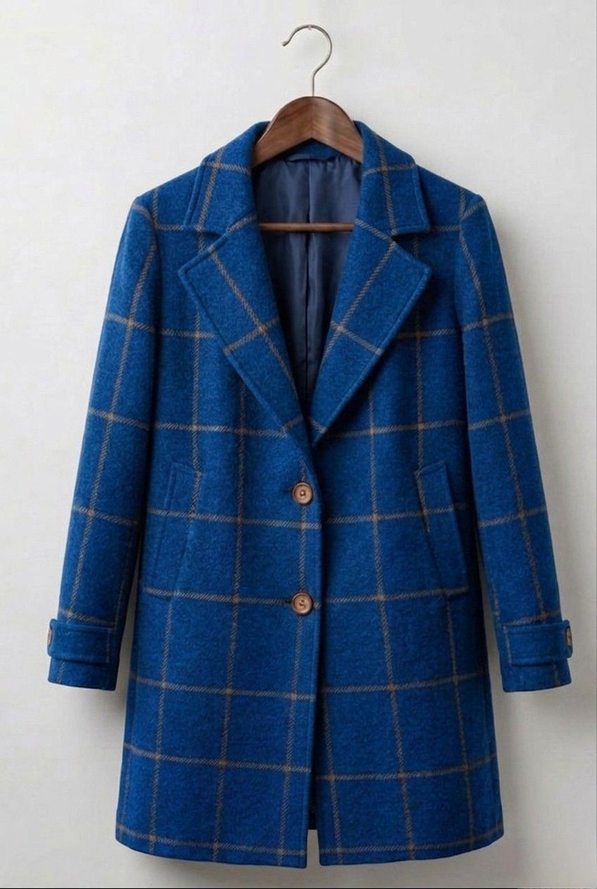 Elegant Timeless Women's Long Tweed Plaid Coat