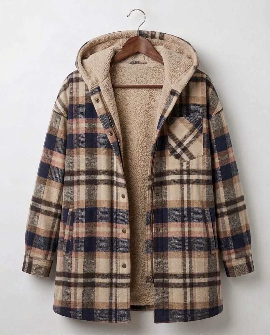 Warm Hooded Women's Flannel Shacket