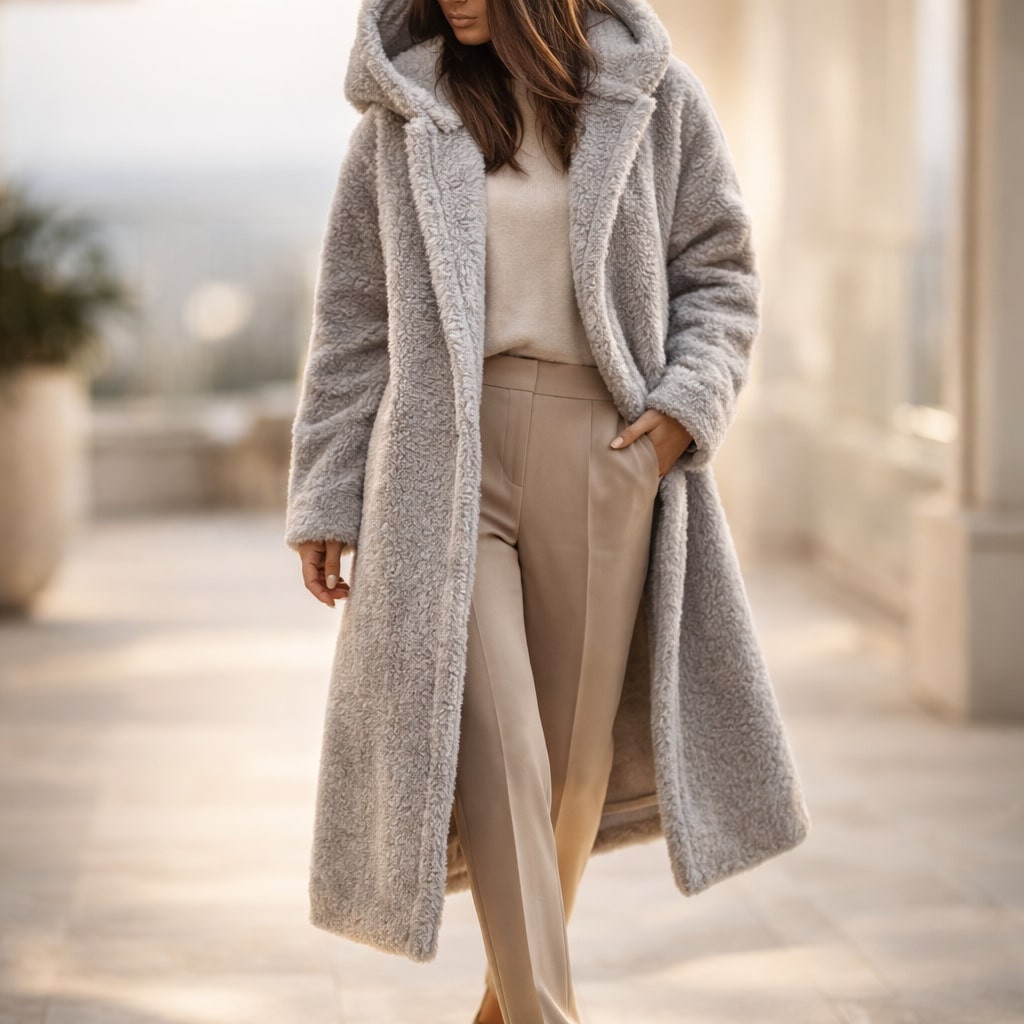 Elegant Warm Women's Hooded Long Coat