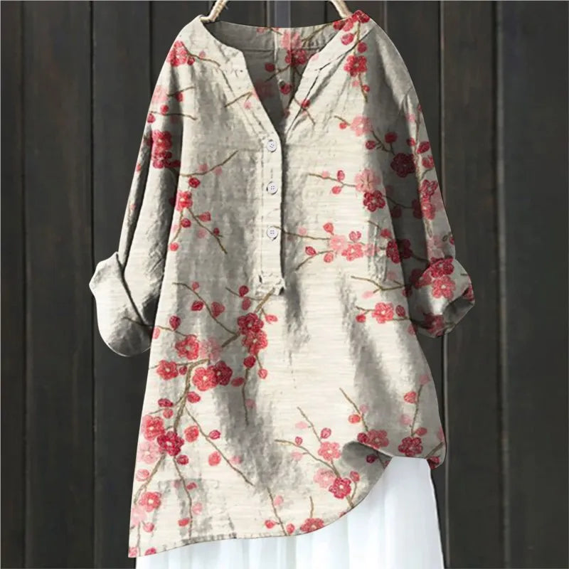 Women's Floral Split Neck Blouse