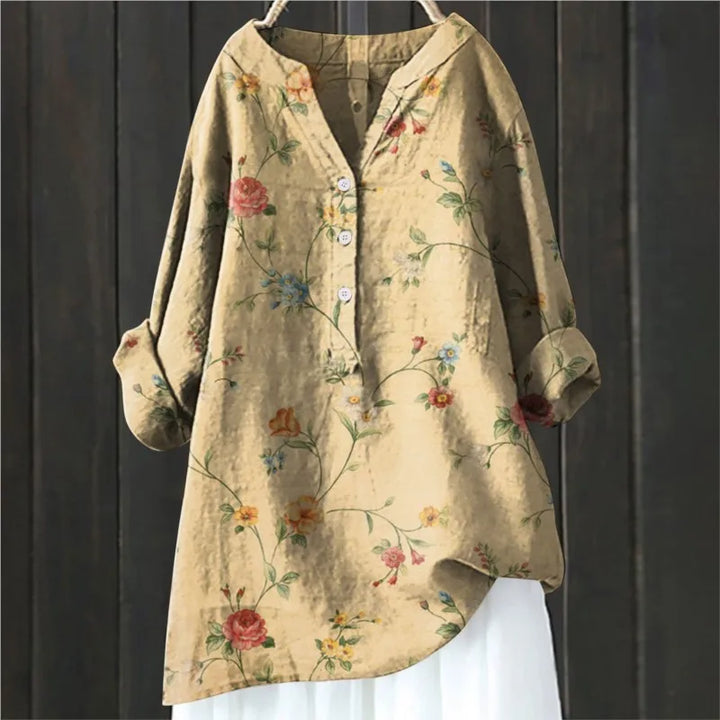 Women's Floral Split Neck Blouse