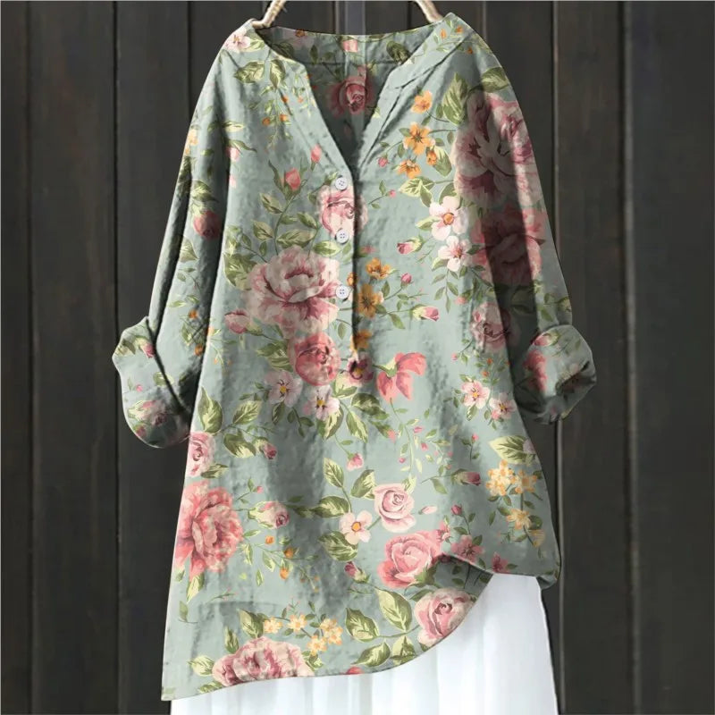 Women's Floral Split Neck Blouse
