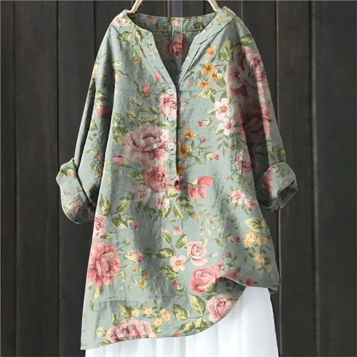 Women's Floral Split Neck Blouse