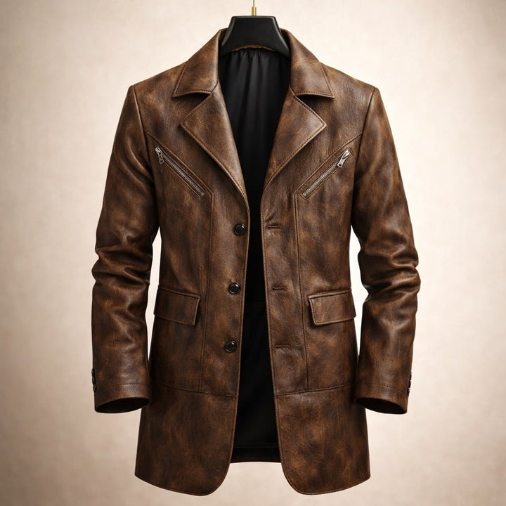 Refined Structured Men's Leather Jacket