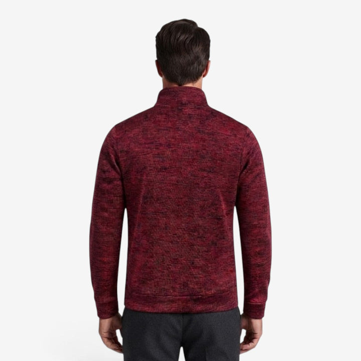Elegant Slim-Fit Men's Knit Zip Jacket with High Neck & Zip Pockets