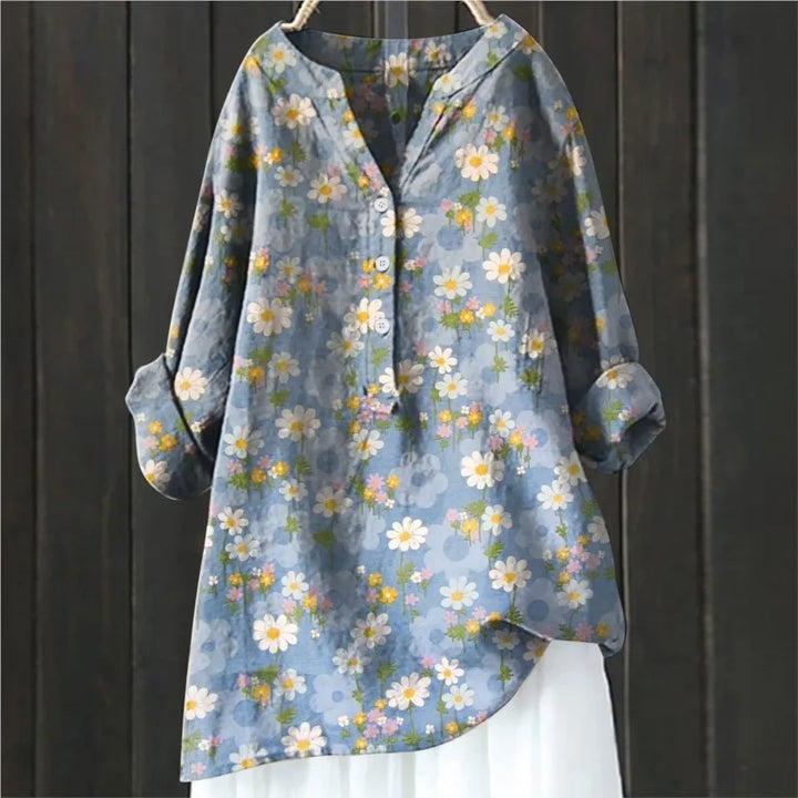 Women's Floral Split Neck Blouse