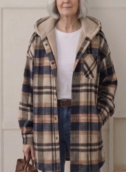 Warm Hooded Women's Flannel Shacket