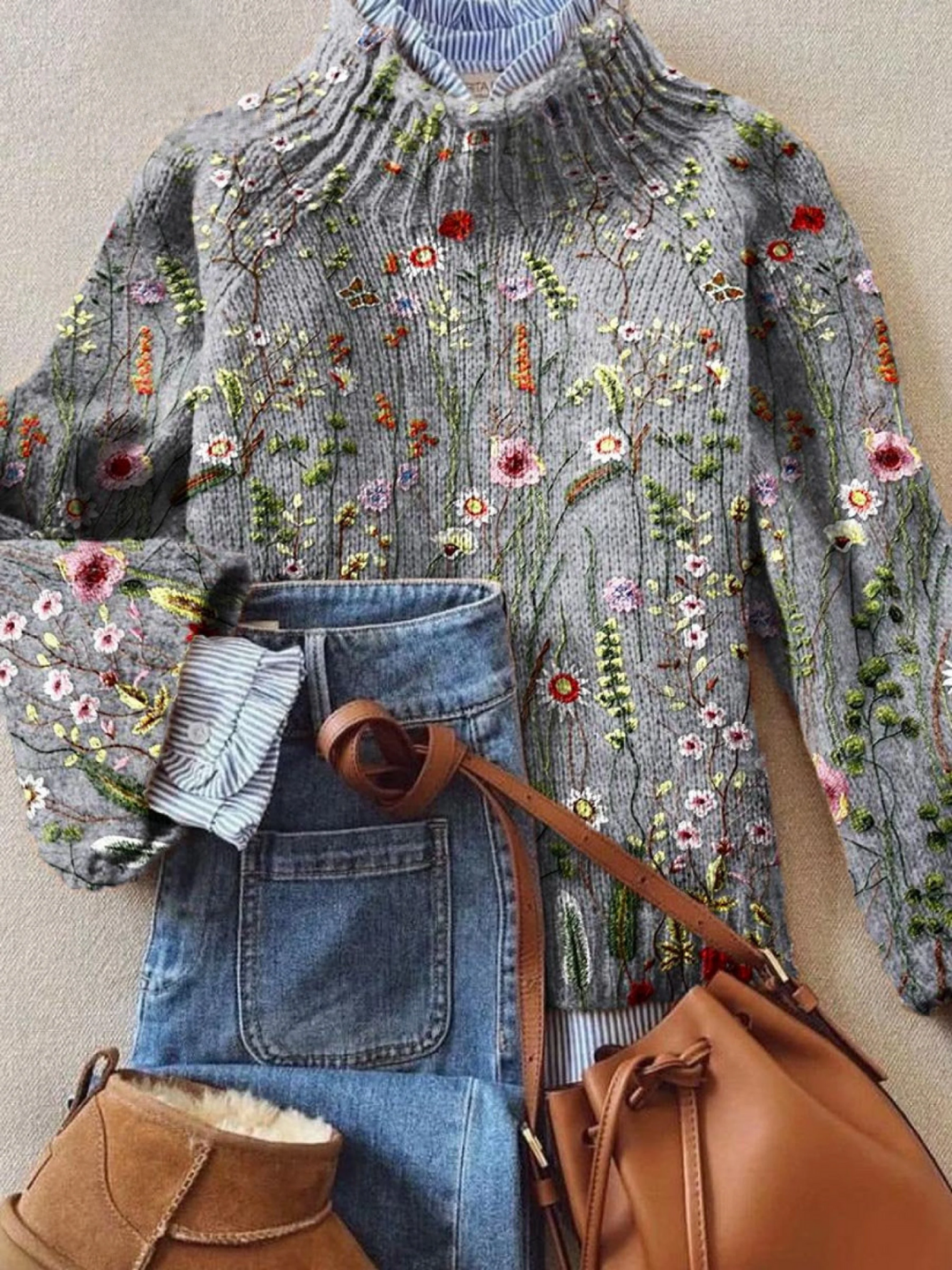 Soft Vintage Floral Women's Knit Jumper