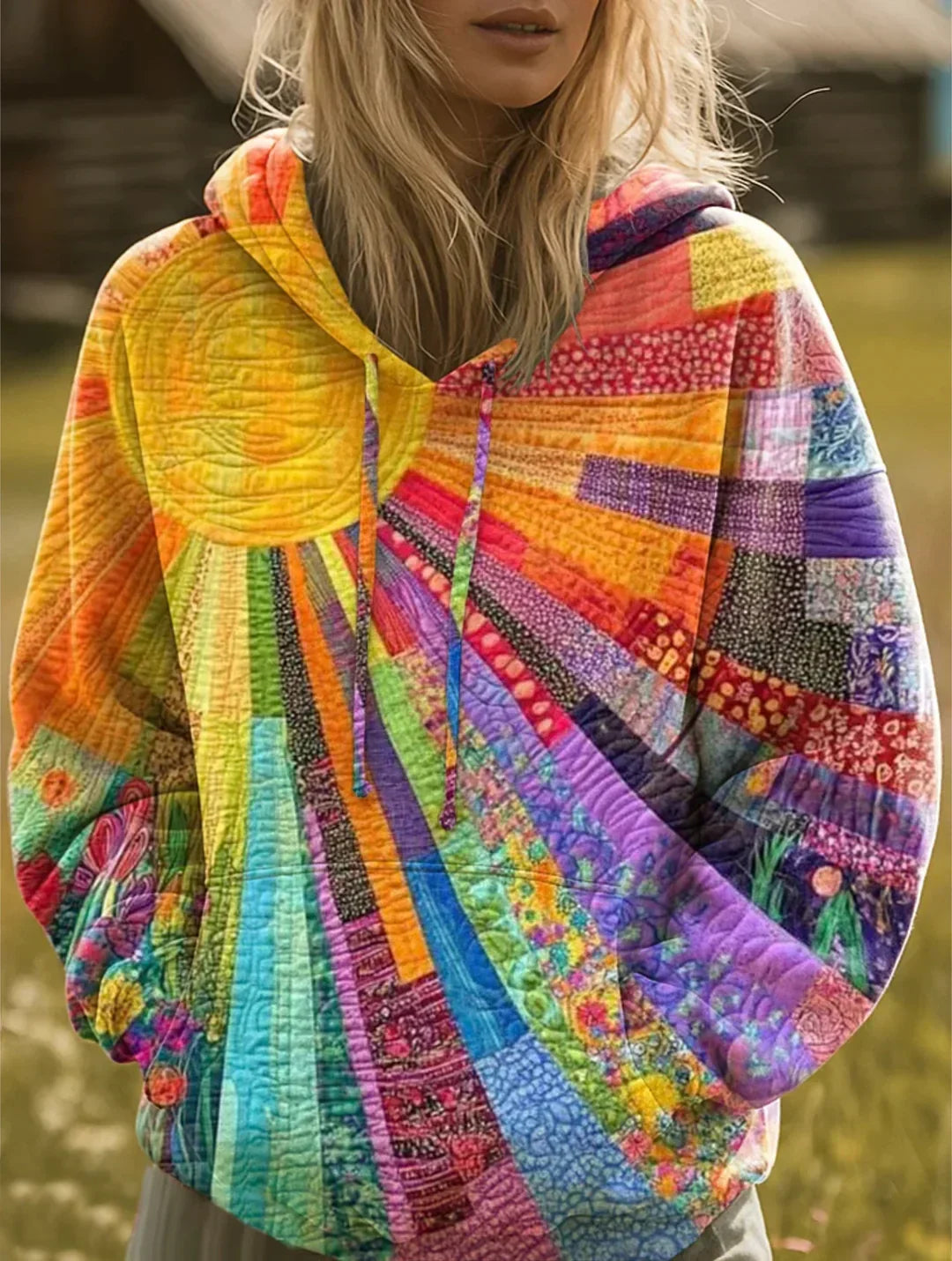 Vibrant Bohemian Patchwork Women's Hoodie
