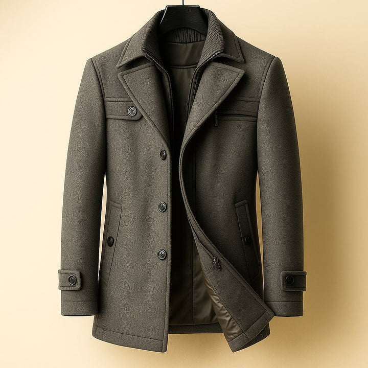 Elegant Windproof Men's Wool Coat