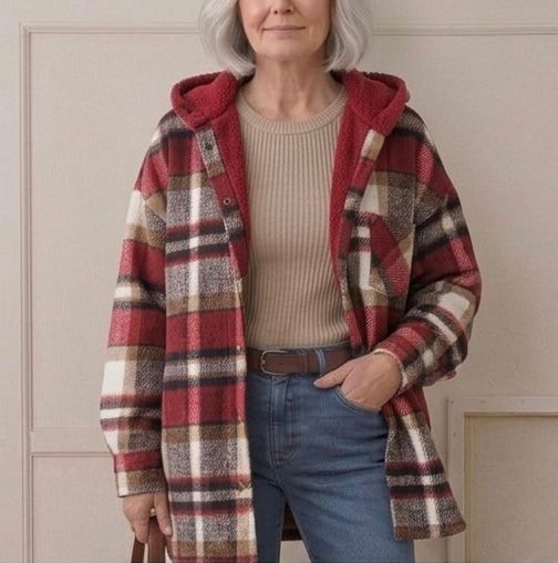 Warm Hooded Women's Flannel Shacket