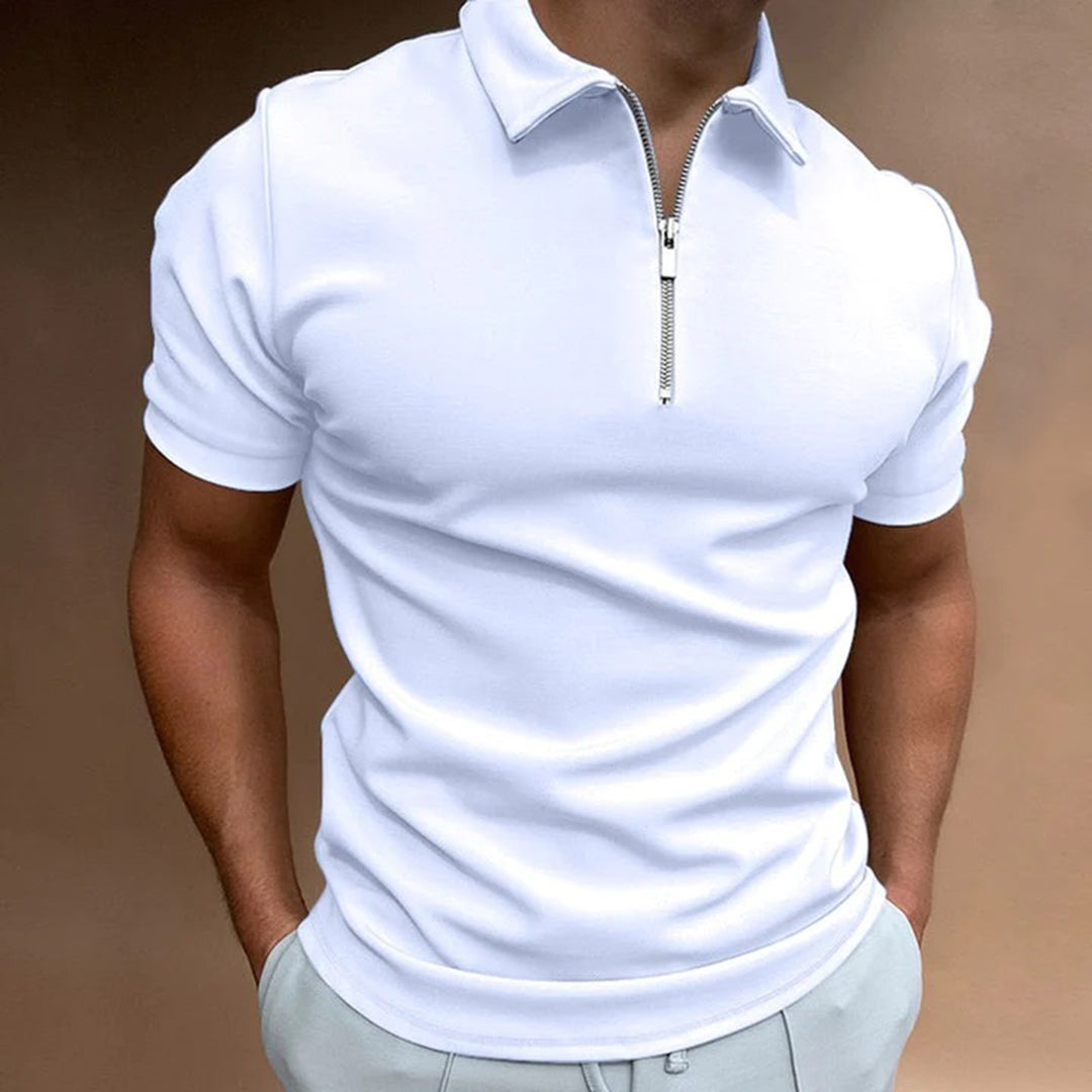 Men's Short-Sleeve Quarter-Zip Polo Shirt