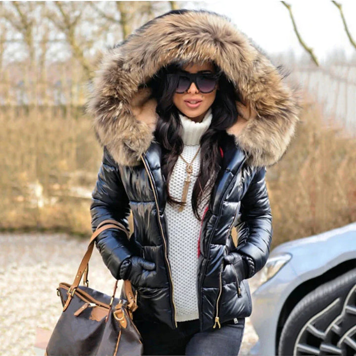 Women | Padded jacket with large hood and front zip