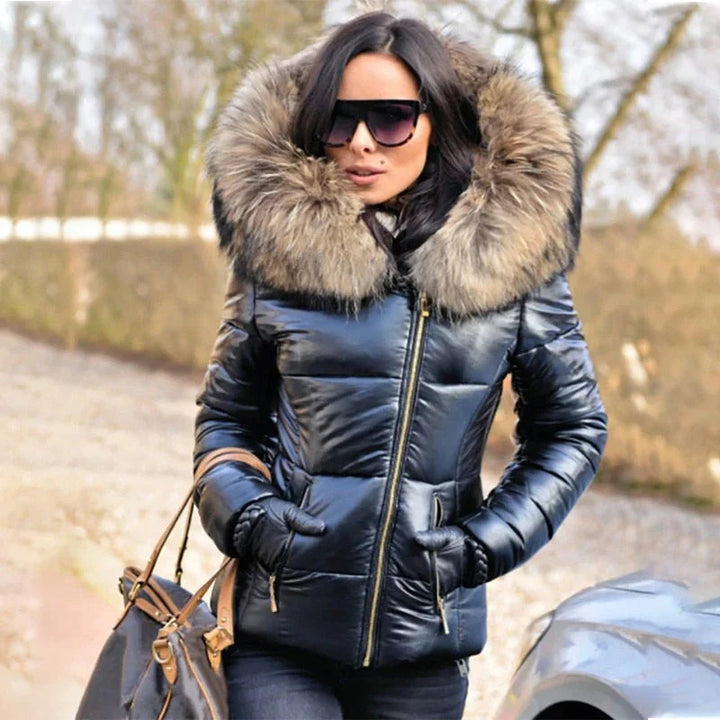 Women | Padded jacket with large hood and front zip