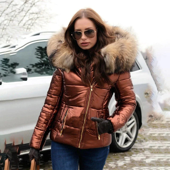 Women | Padded jacket with large hood and front zip