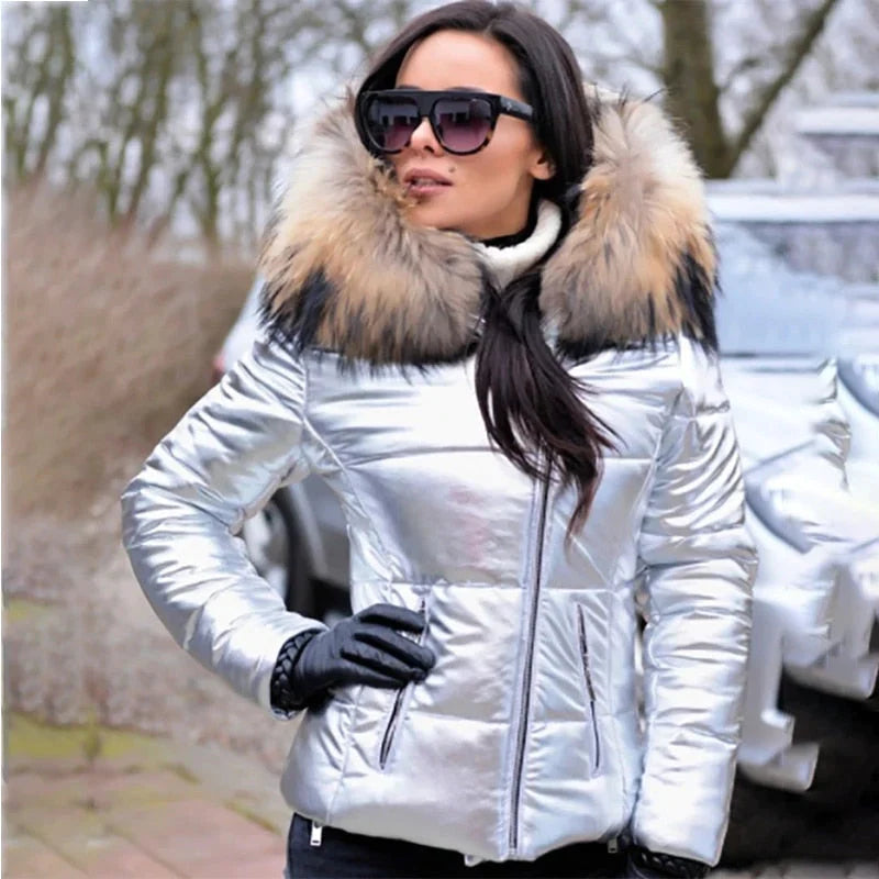 Women | Padded jacket with large hood and front zip