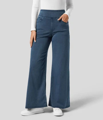 Women | Wide-leg high-waisted trousers, jeans with front and back pocket