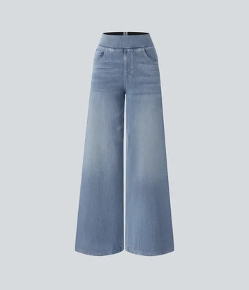 Women | Wide-leg high-waisted trousers, jeans with front and back pocket
