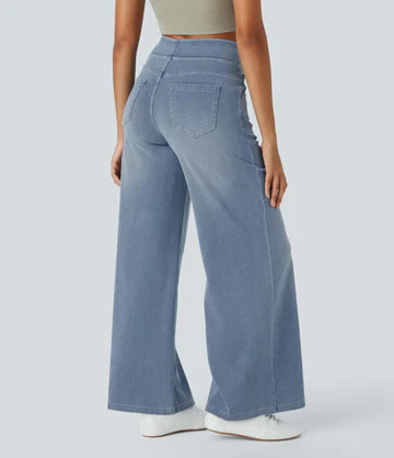 Women | Wide-leg high-waisted trousers, jeans with front and back pocket