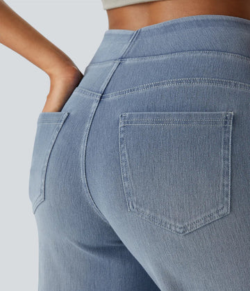 Women | Wide-leg high-waisted trousers, jeans with front and back pocket