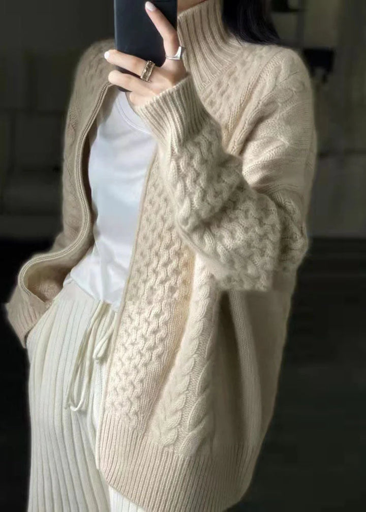 Women's Cable Knit Cardigan with Zipper