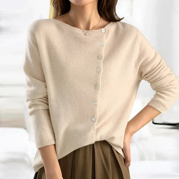 Women's Cardigan with Asymmetrical Button Closure