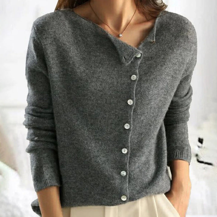 Women's Cardigan with Asymmetrical Button Closure