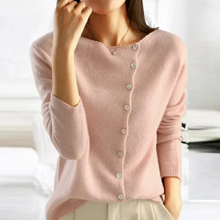 Women's Cardigan with Asymmetrical Button Closure