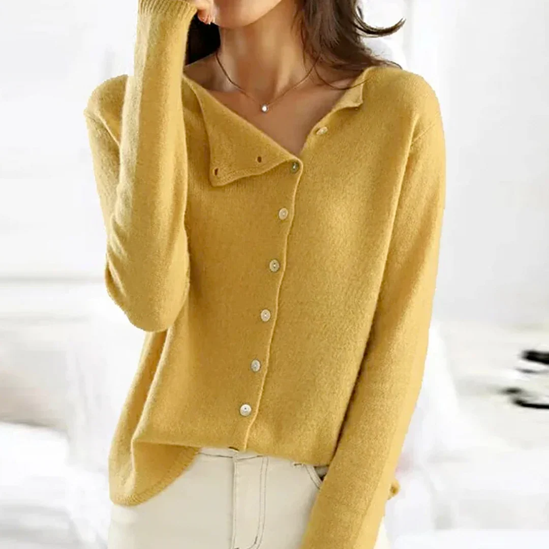 Women's Cardigan with Asymmetrical Button Closure