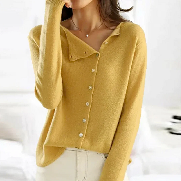 Women's Cardigan with Asymmetrical Button Closure