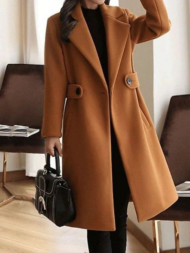 Women's Coat with Waist Straps and Buttons