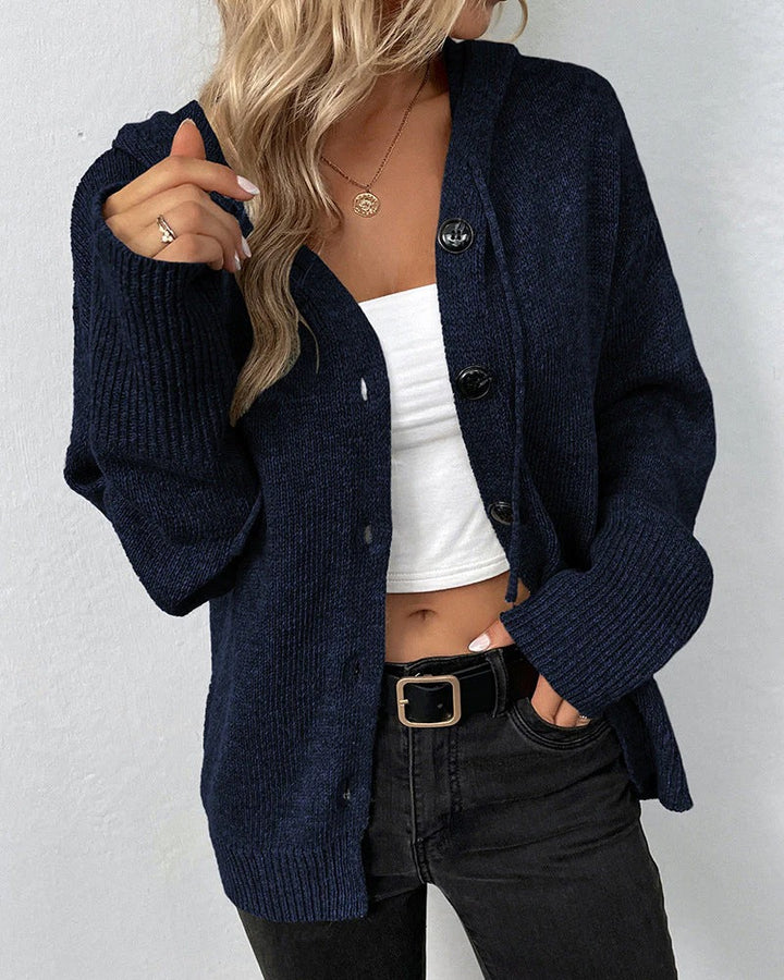Women's Hooded Cardigan with Buttons