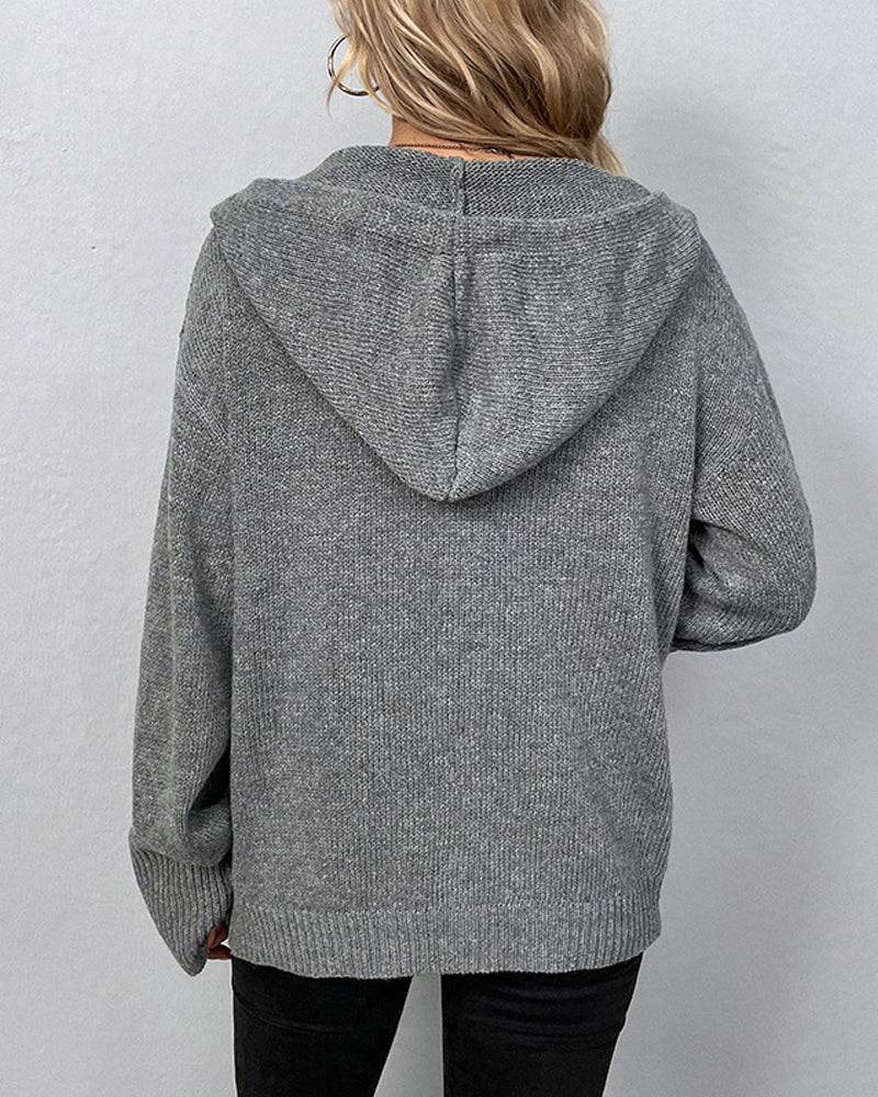 Women's Hooded Cardigan with Buttons