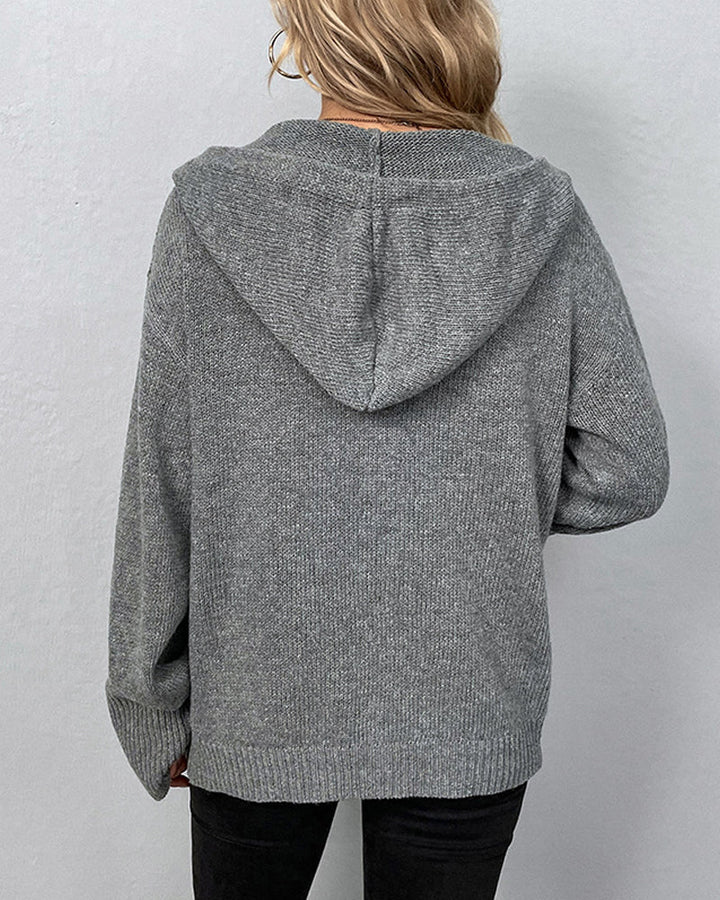 Women's Hooded Cardigan with Buttons