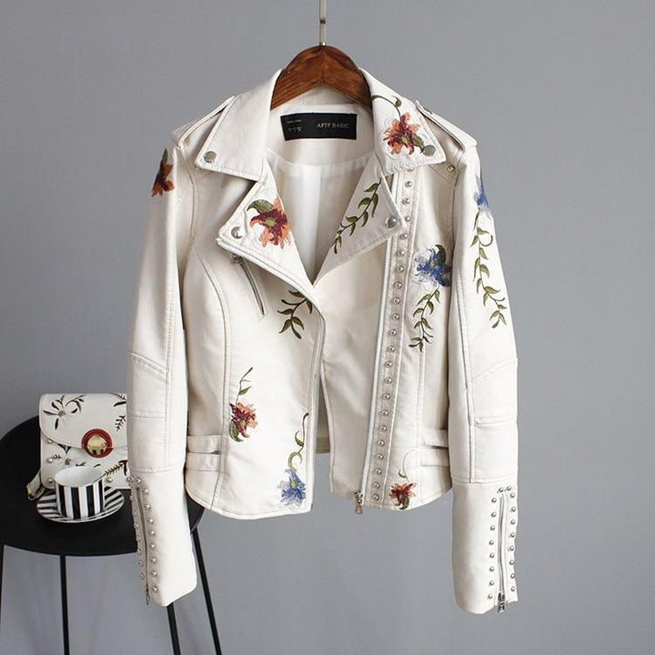 Women's Jacket with Asymmetric Zip and Floral Print