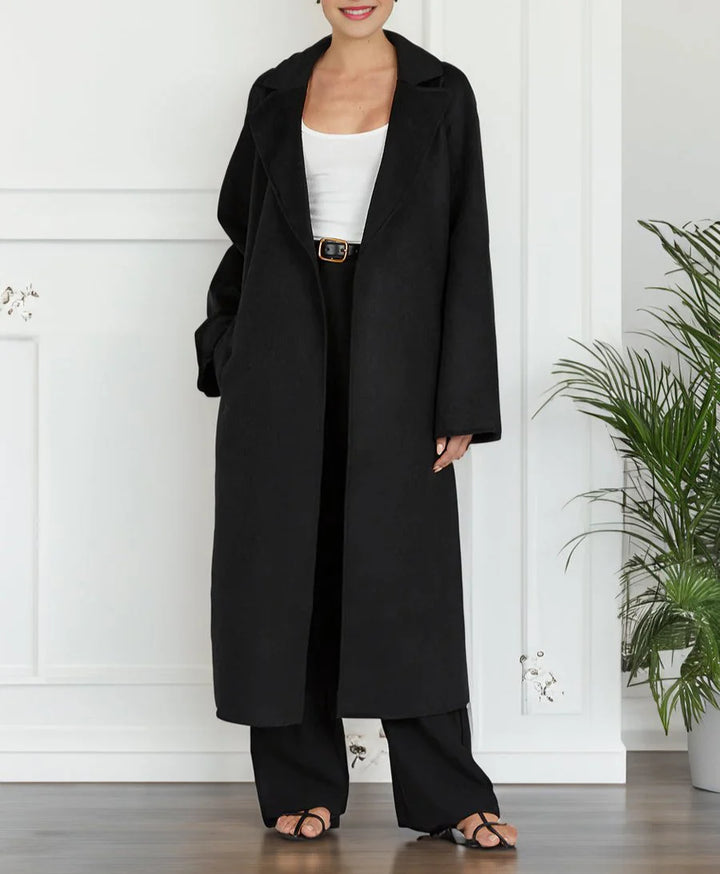 Women's Long Coat with Lapel Collar